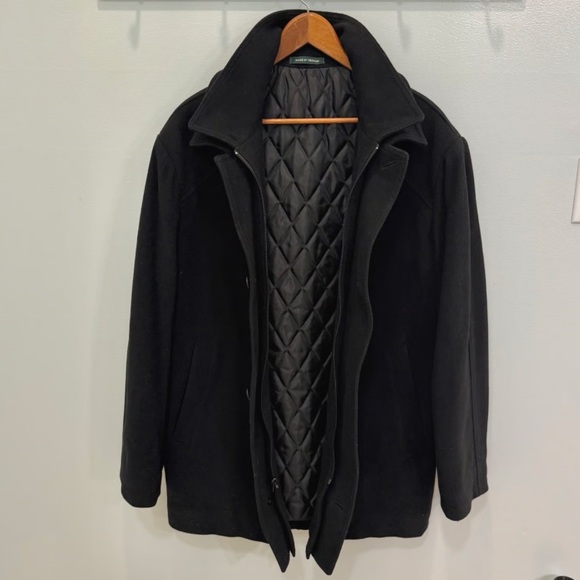 Lauren Ralph Lauren Wool Overcoat Black‎ Zip Jacket Mens Size 40R